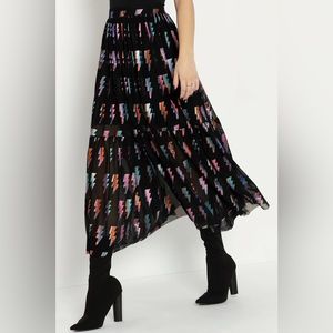 Blackmilk Ziggy Skirt - S - Museum Piece - lightning bolt sheer
